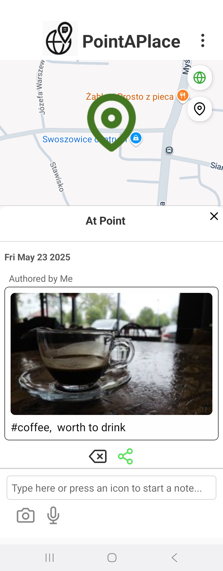 PointAPlace App Screenshot